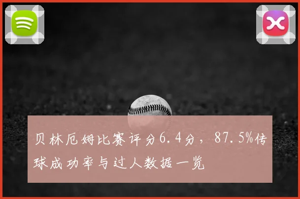 贝林厄姆比赛评分6.4分，87.5%传球成功率与过人数据一览